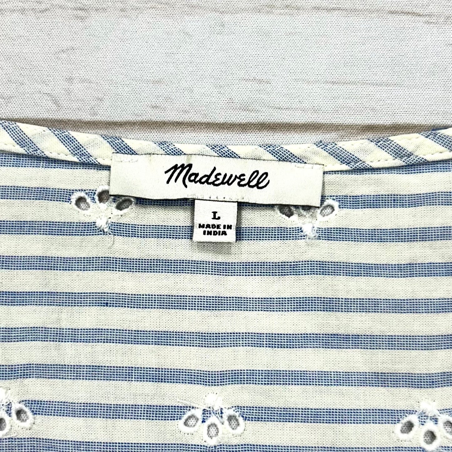 Blue & White Top Short Sleeve By Madewell, Size: L