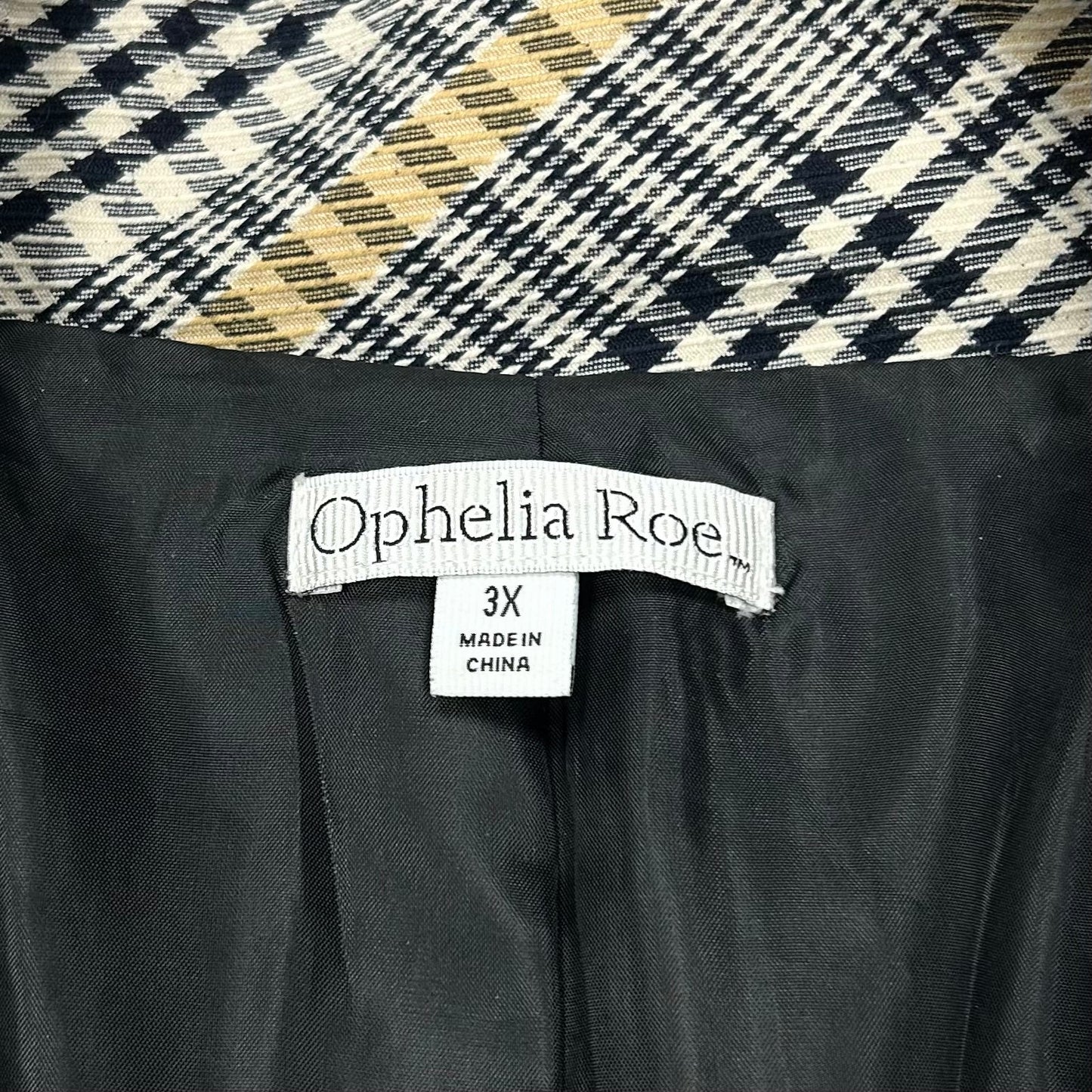 Blazer By Ophelia Roe In Black & Cream, Size: 3x