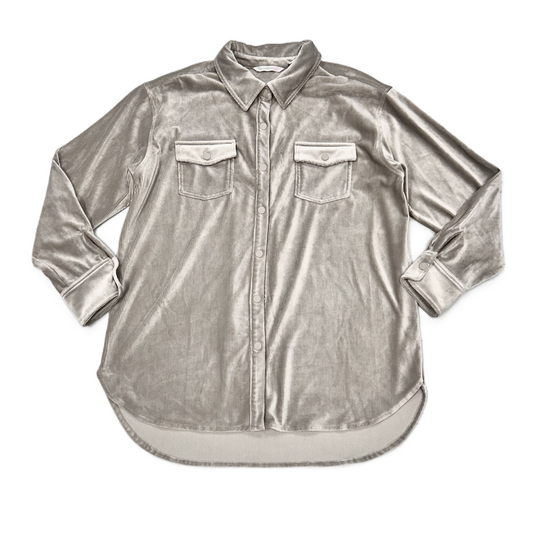 Jacket Shirt By Isaac Mizrahi Live Qvc In Taupe, Size: M