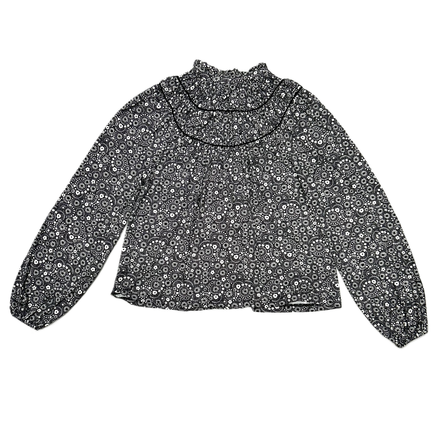 Top Long Sleeve By Boden In Black & White, Size: M