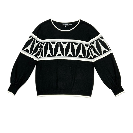 Sweater Designer By Karl Lagerfeld In Black & Cream, Size: L