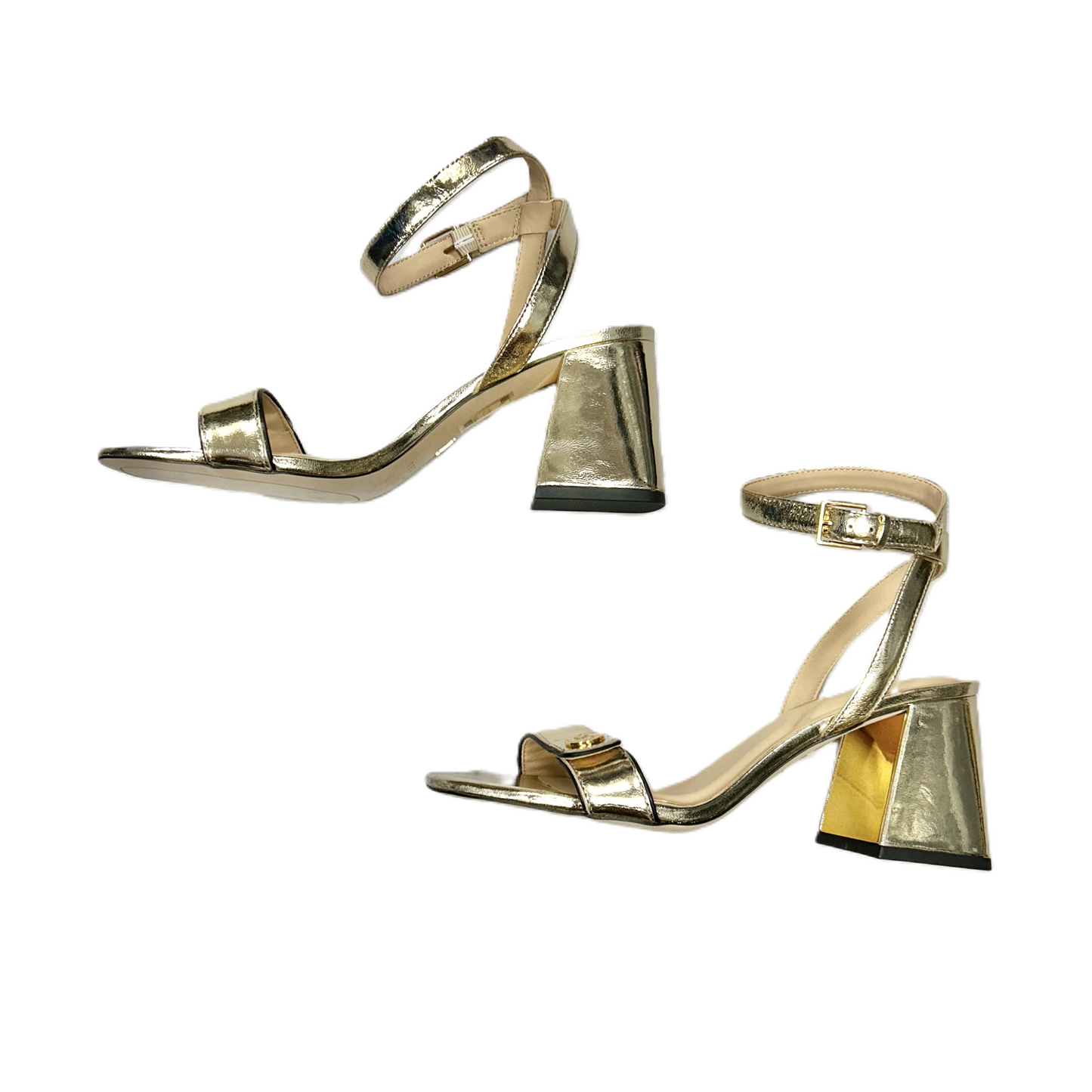 Sandals Heels Block By Ted Baker In Gold, Size: 9