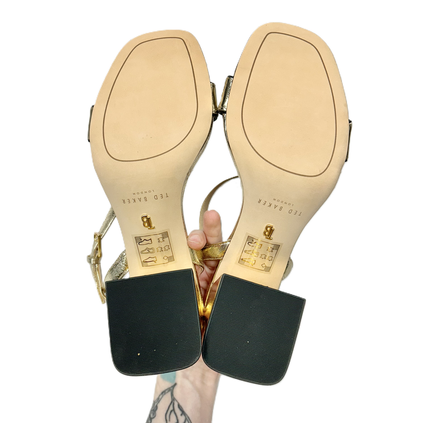 Sandals Heels Block By Ted Baker In Gold, Size: 9