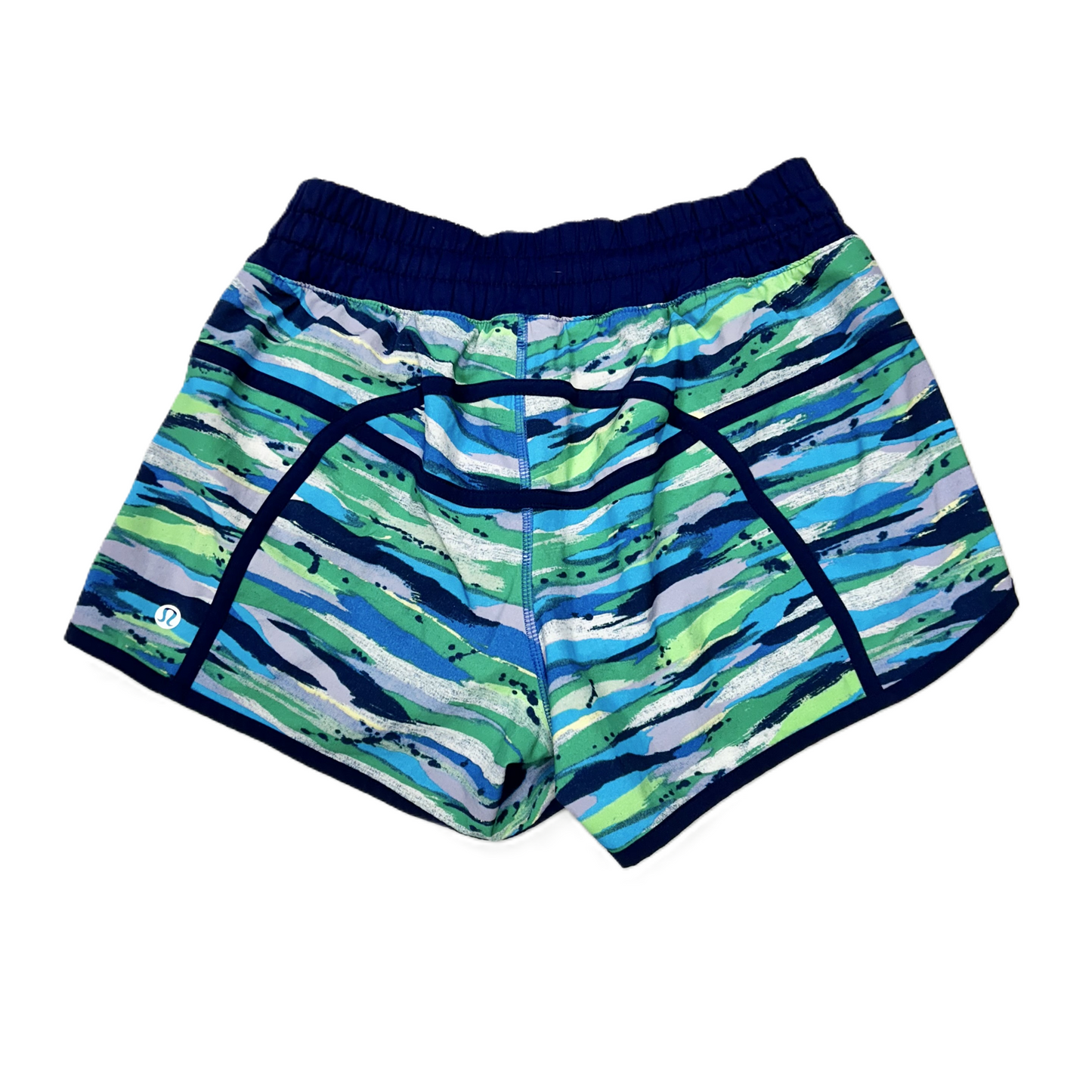 Athletic Shorts By Lululemon In Blue & Green, Size: 6