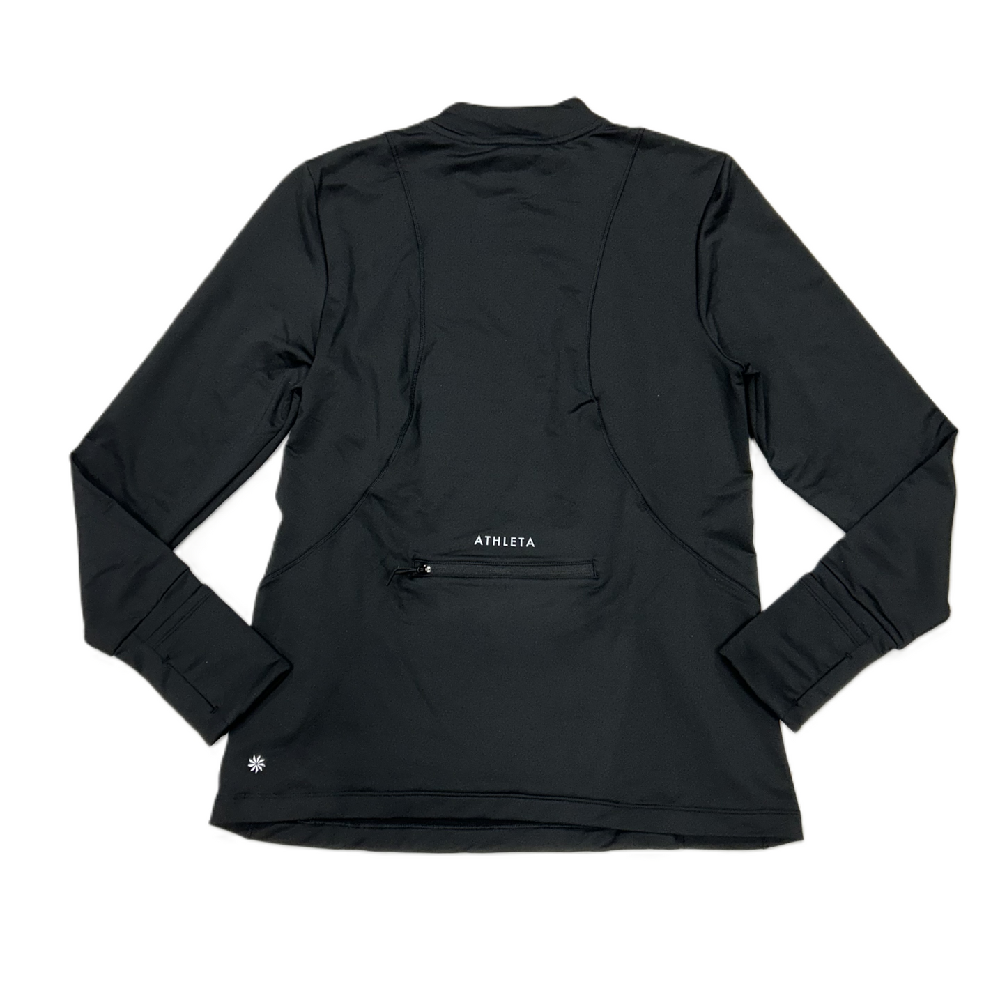 Athletic Top Long Sleeve Collar By Athleta In Black, Size: L