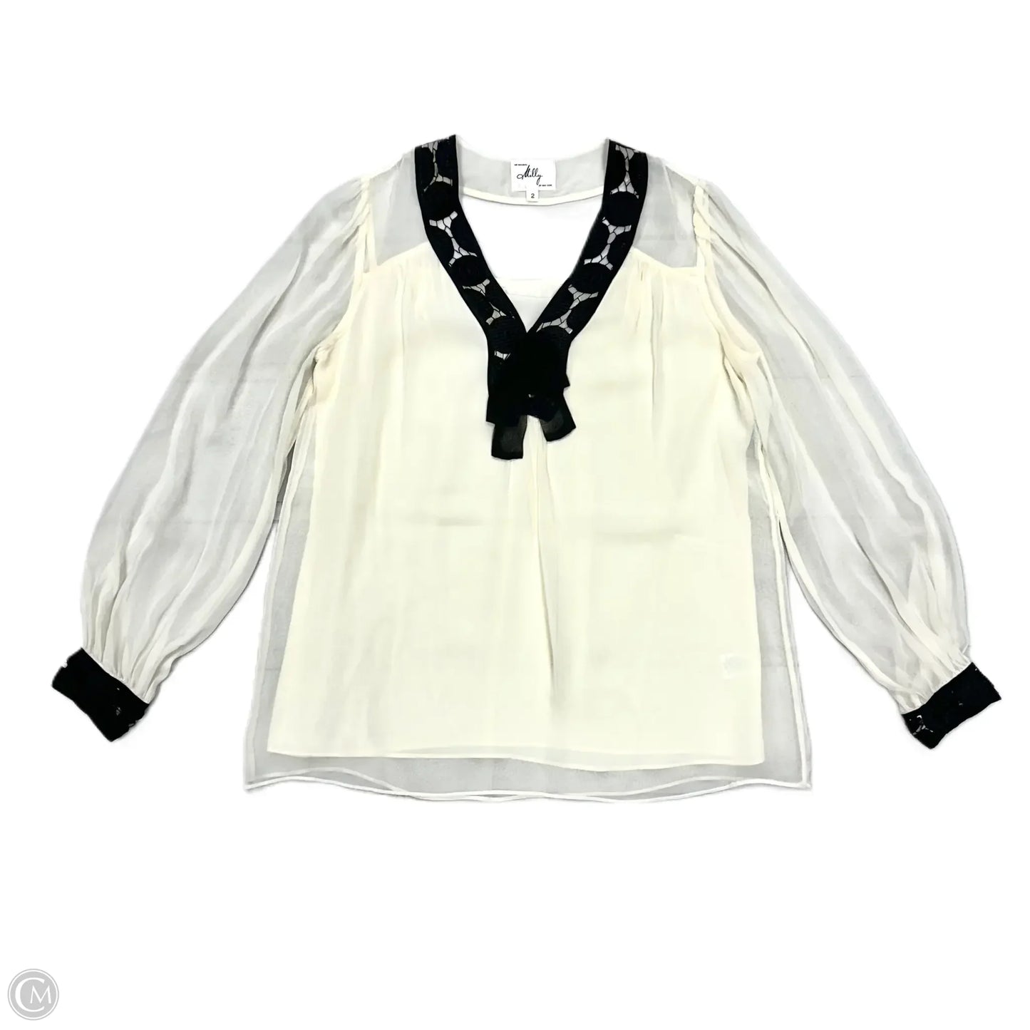 Blouse Designer By Milly In Black & Cream, Size: Xs