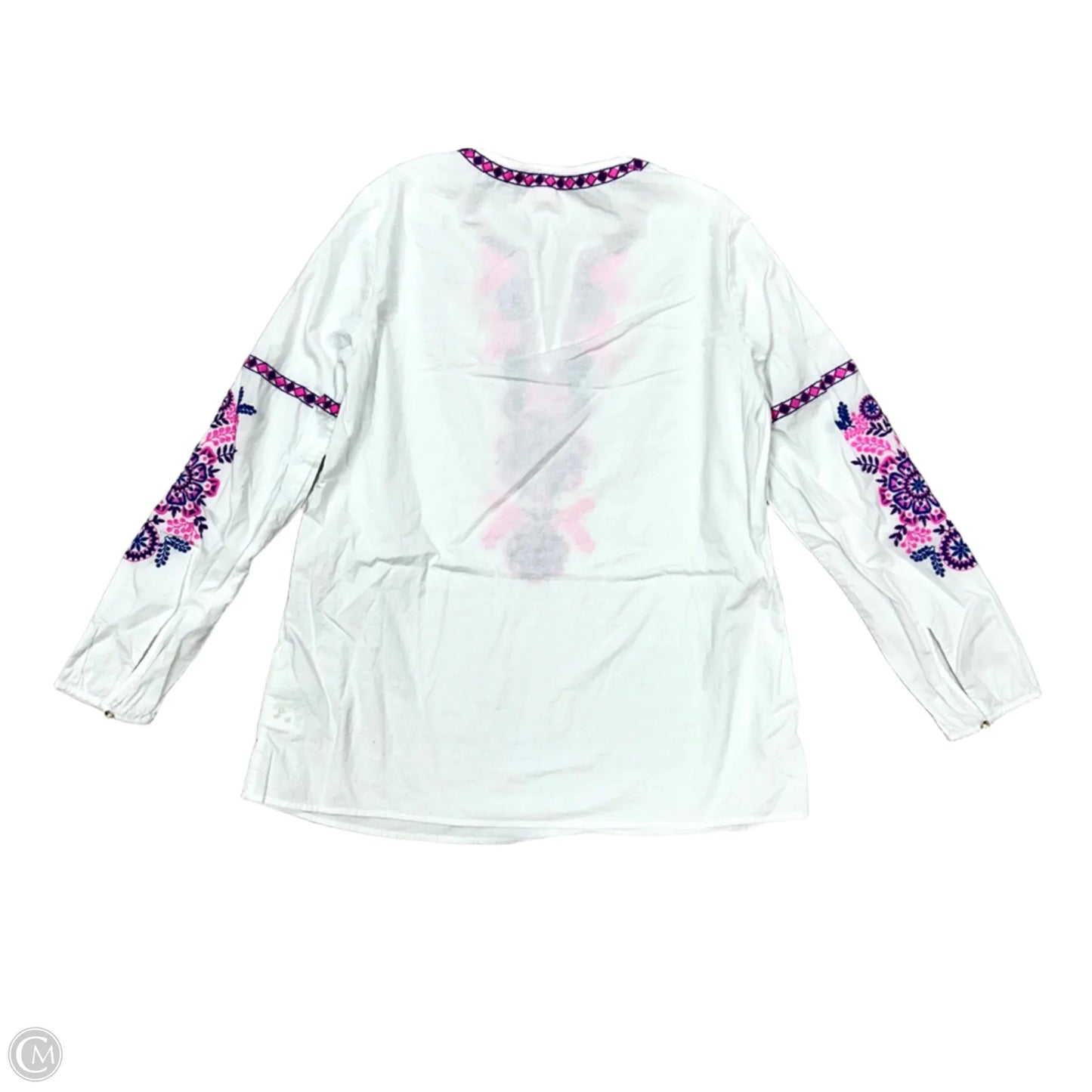 Top Long Sleeve Designer By Lilly Pulitzer In Pink & White, Size: M