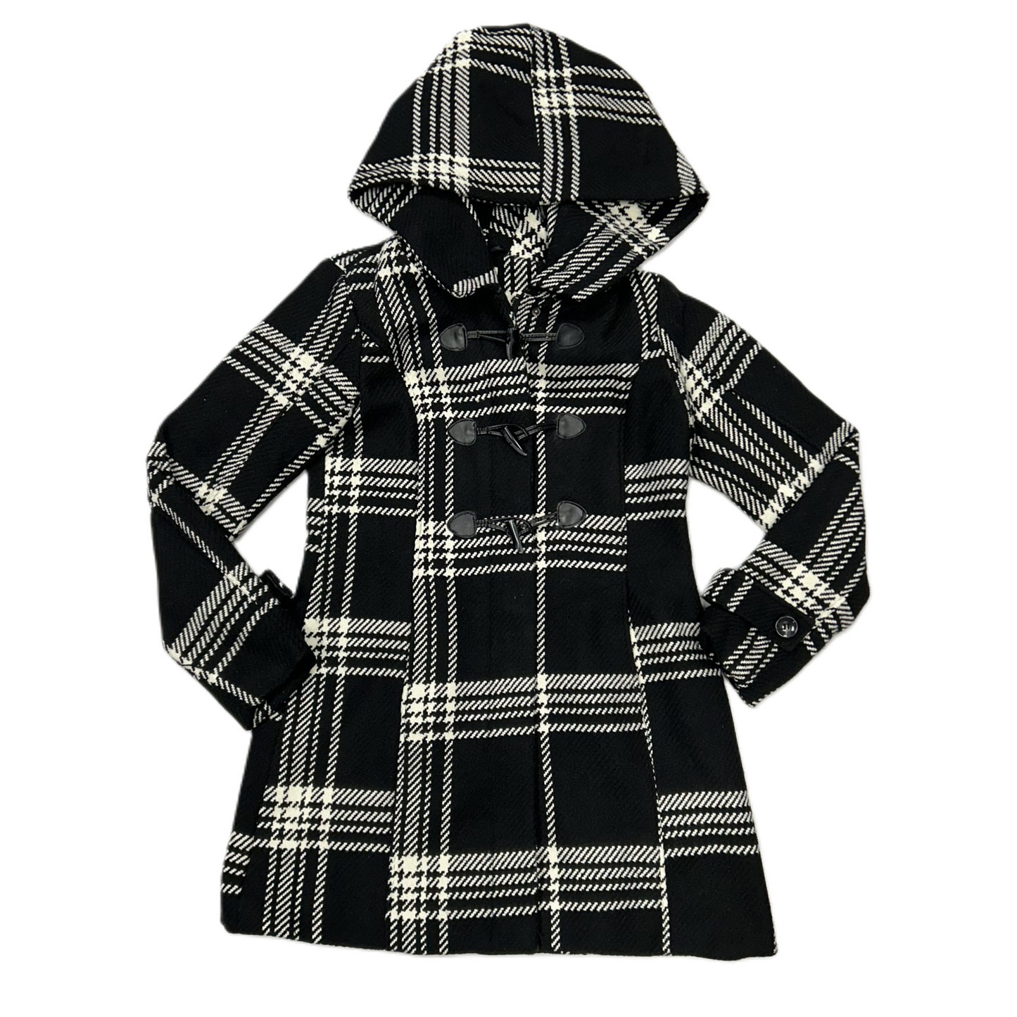 Coat Peacoat By Dressbarn In Black & Cream, Size: M