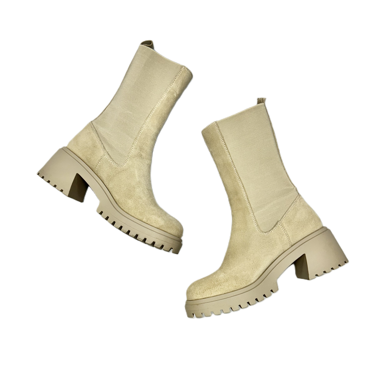 Boots Mid-calf Heels By Steve Madden In Cream, Size: 6