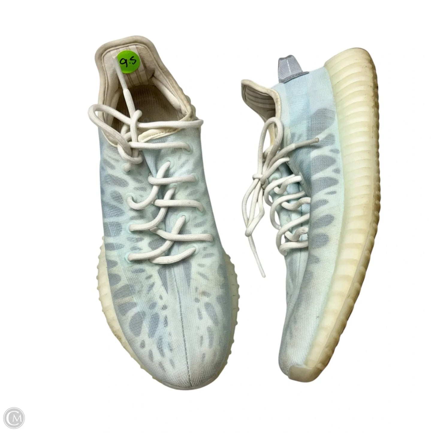 Shoes Luxury Designer By Yeezy In Blue & Cream, Size: 9.5