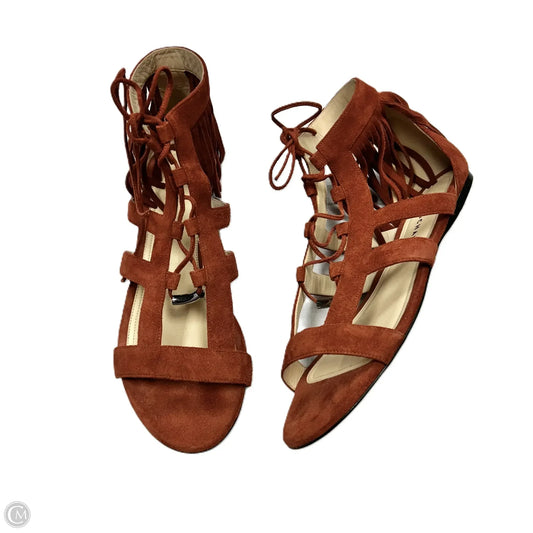 Sandals Designer By Longchamp In Orange, Size: 9.5