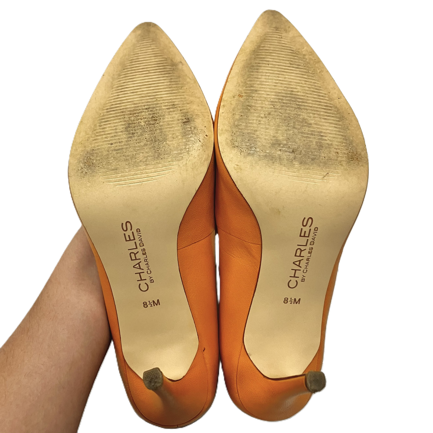 Orange Shoes Heels Stiletto By Charles By Charles David, Size: 8.5