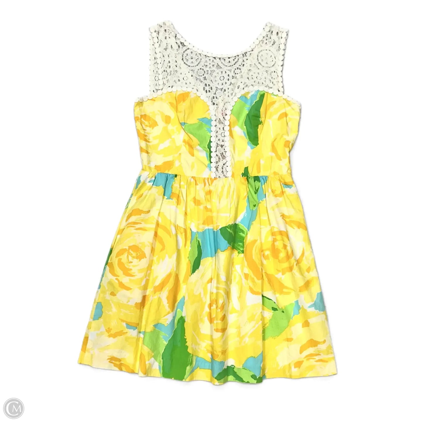 Dress Designer By Lilly Pulitzer In White & Yellow, Size: S