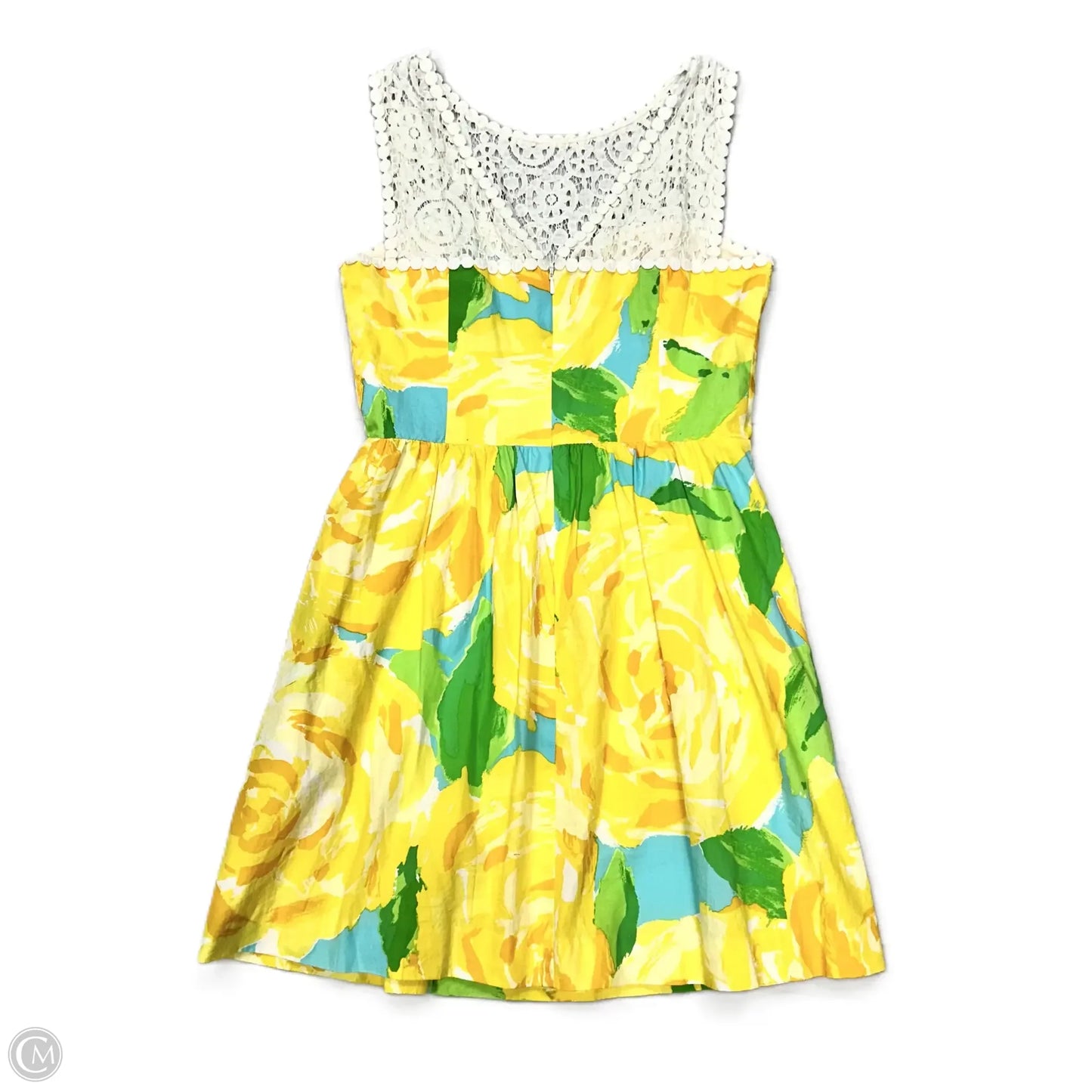 Dress Designer By Lilly Pulitzer In White & Yellow, Size: S