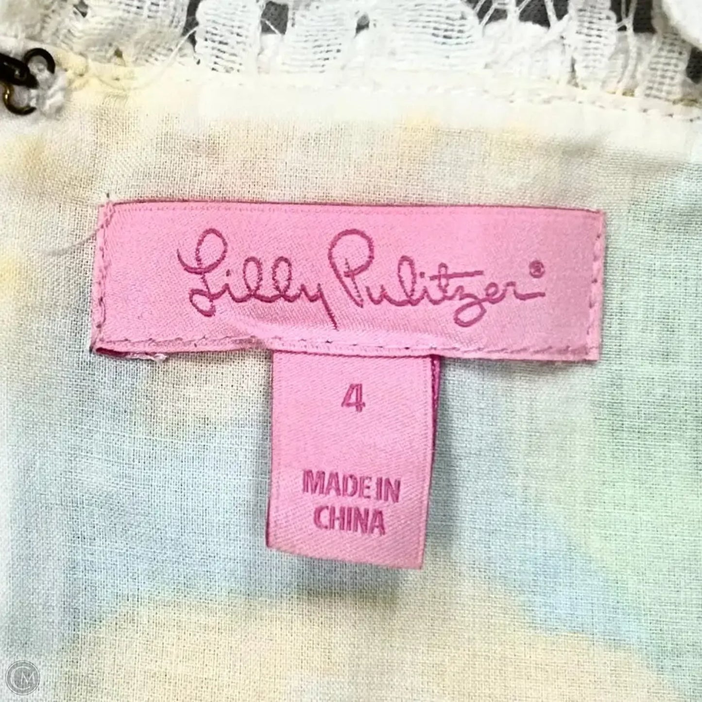 Dress Designer By Lilly Pulitzer In White & Yellow, Size: S