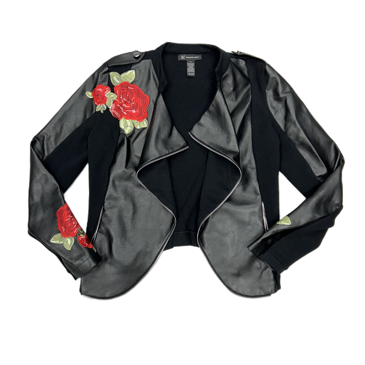 Jacket Moto By Inc In Black & Red, Size: M