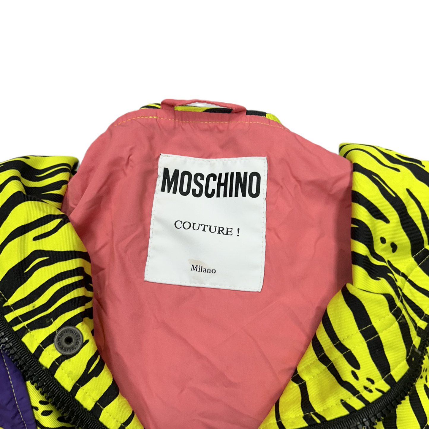 Jacket Luxury Designer By Moschino In Animal Print, Size: S