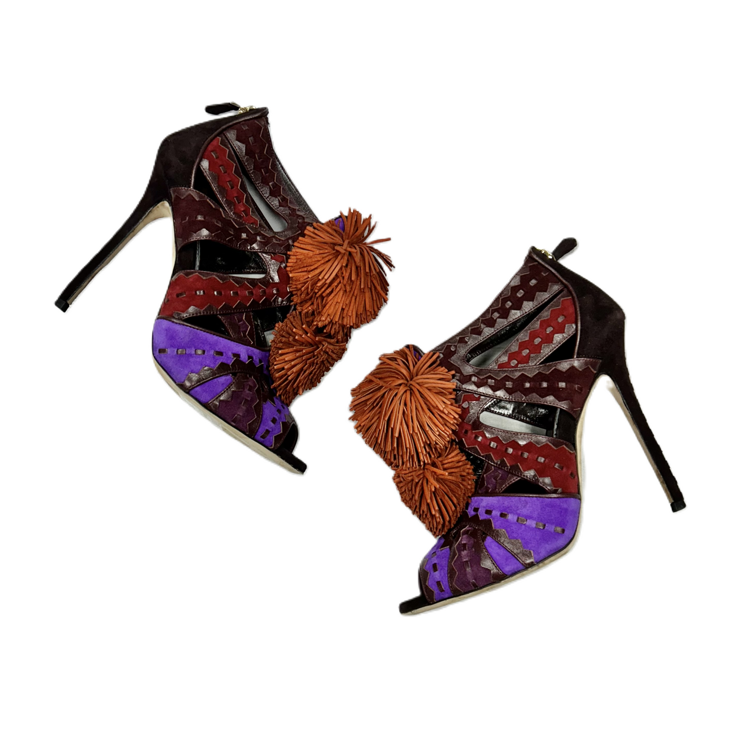 Sandals Heels Stiletto By Brian Atwood In Brown & Purple, Size: 9