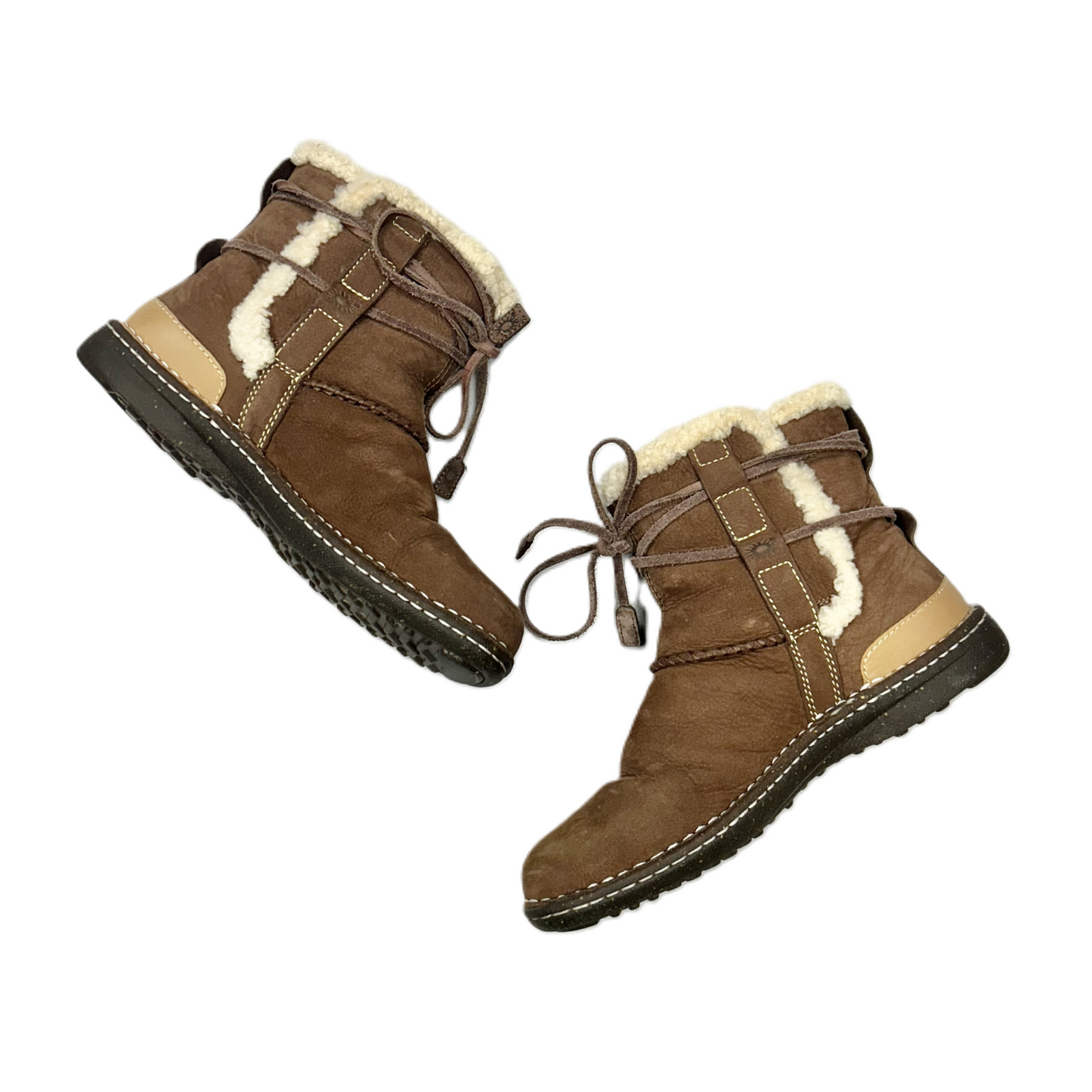 Boots Designer By Ugg In Brown & Cream, Size: 9