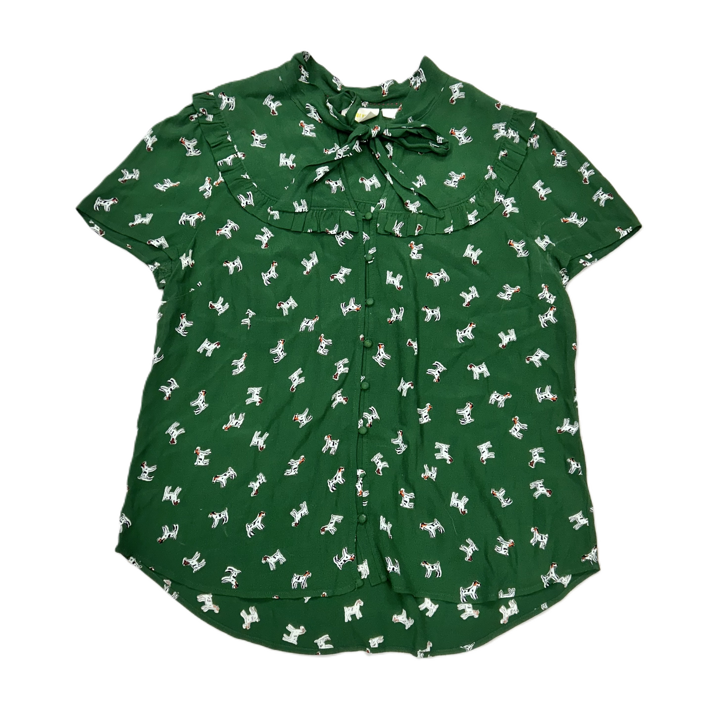 Top Short Sleeve By Maeve In Green & White, Size: L