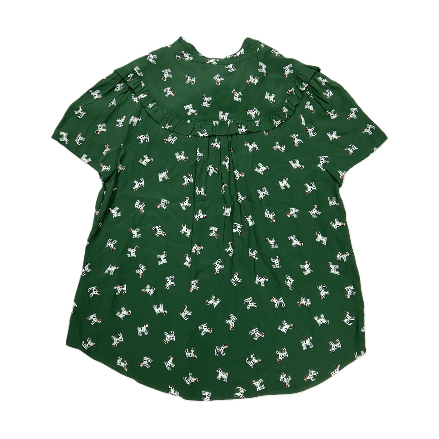 Top Short Sleeve By Maeve In Green & White, Size: L