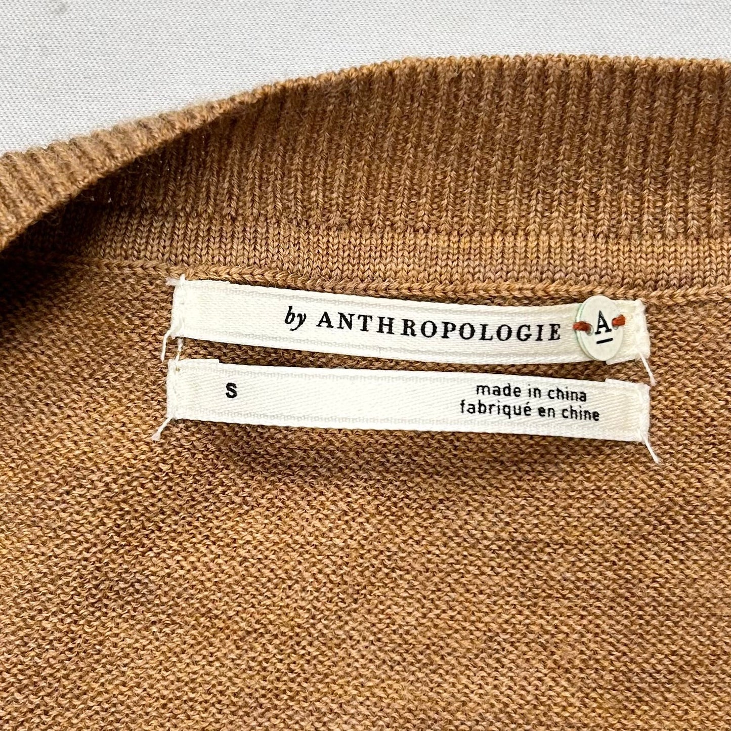 Sweater Short Sleeve By Anthropologie In Tan, Size: S