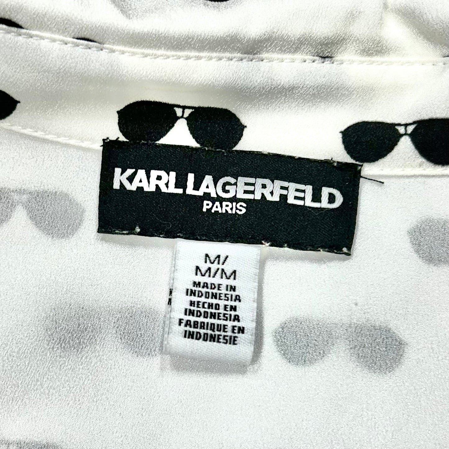 Top Long Sleeve Designer By Karl Lagerfeld In Black & White, Size: M