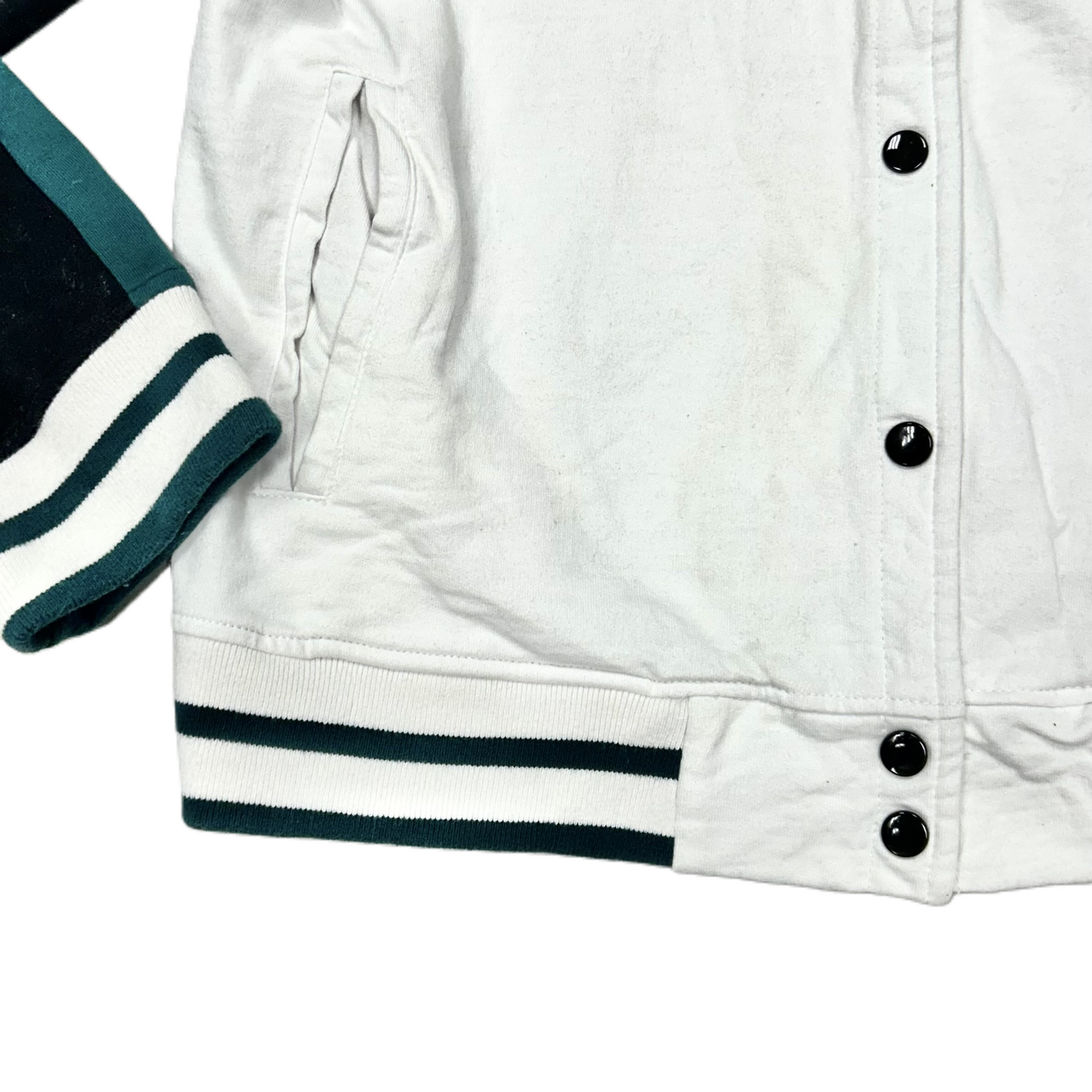 Athletic Jacket By Nfl In Green & White, Size: L