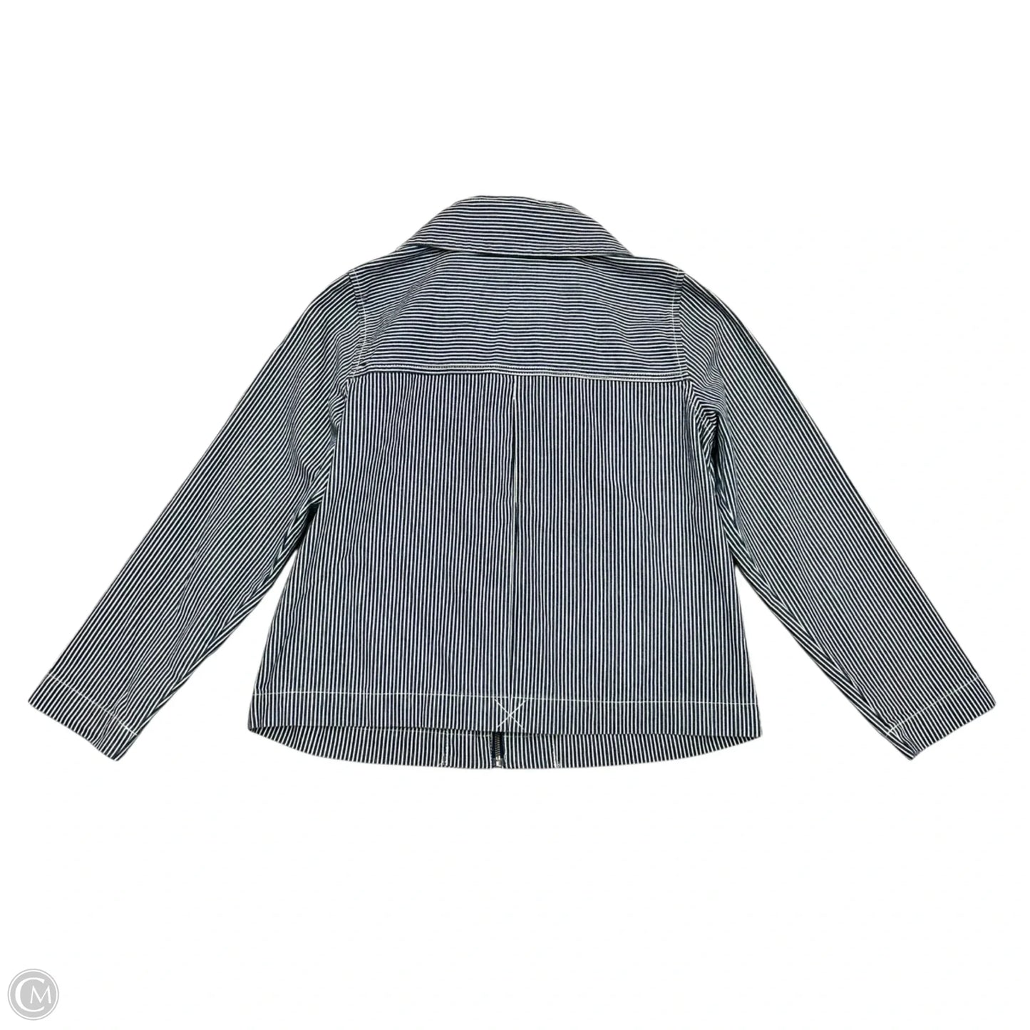 Jacket Denim By Christopher And Banks In Striped Pattern, Size: L