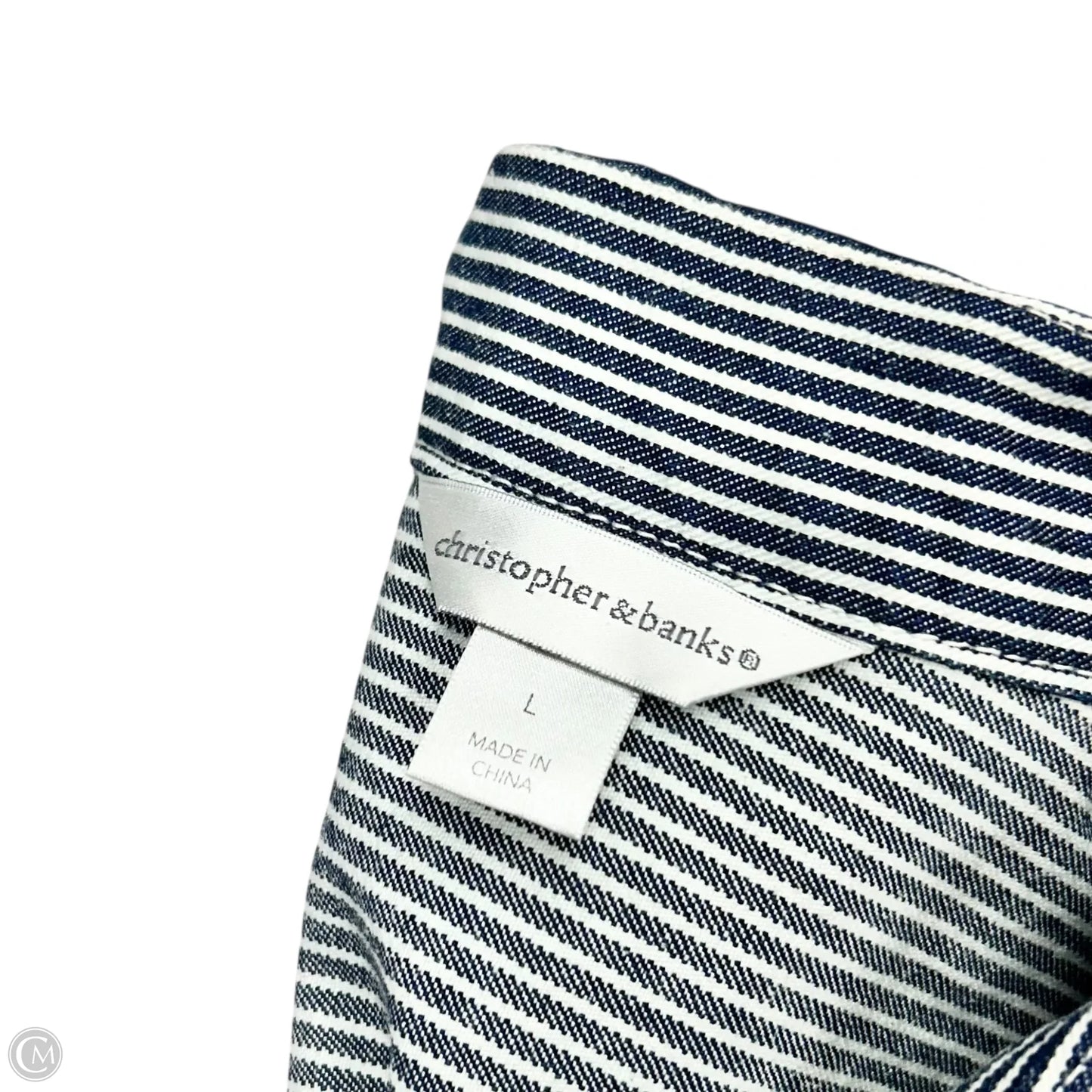 Jacket Denim By Christopher And Banks In Striped Pattern, Size: L