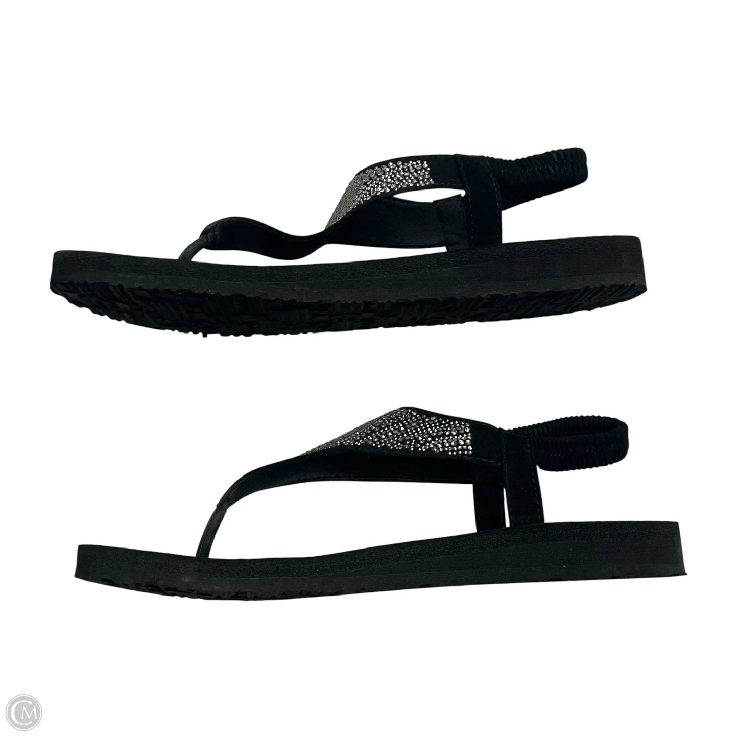 Sandals Flats By Skechers In Black & Silver, Size: 10