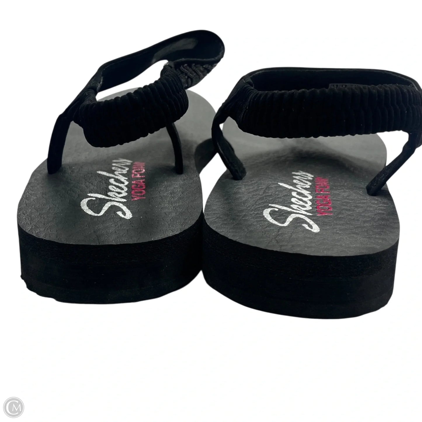 Sandals Flats By Skechers In Black & Silver, Size: 10