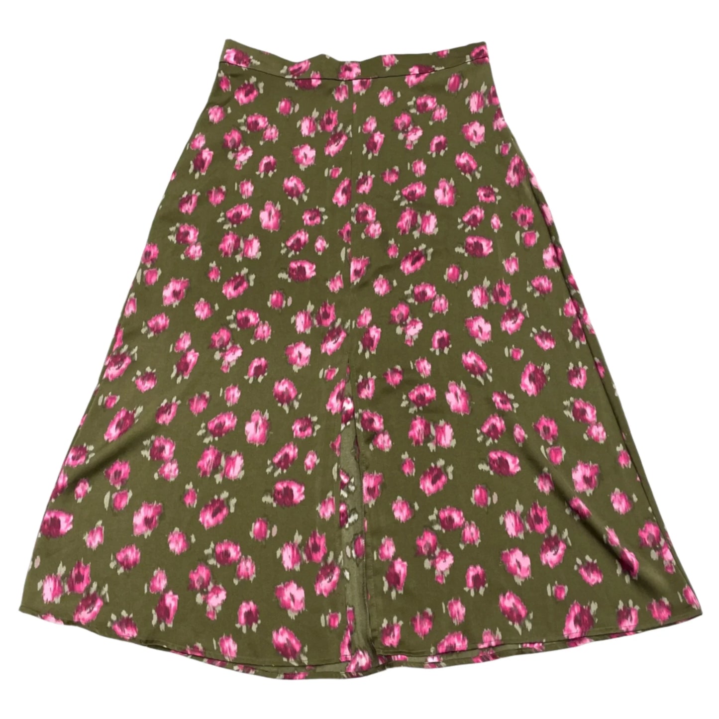 Skirt Midi By Halogen In Green & Pink, Size: L