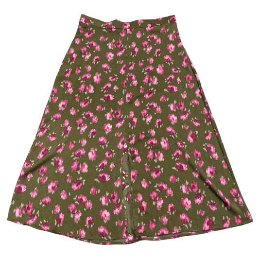 Skirt Midi By Halogen In Green & Pink, Size: L