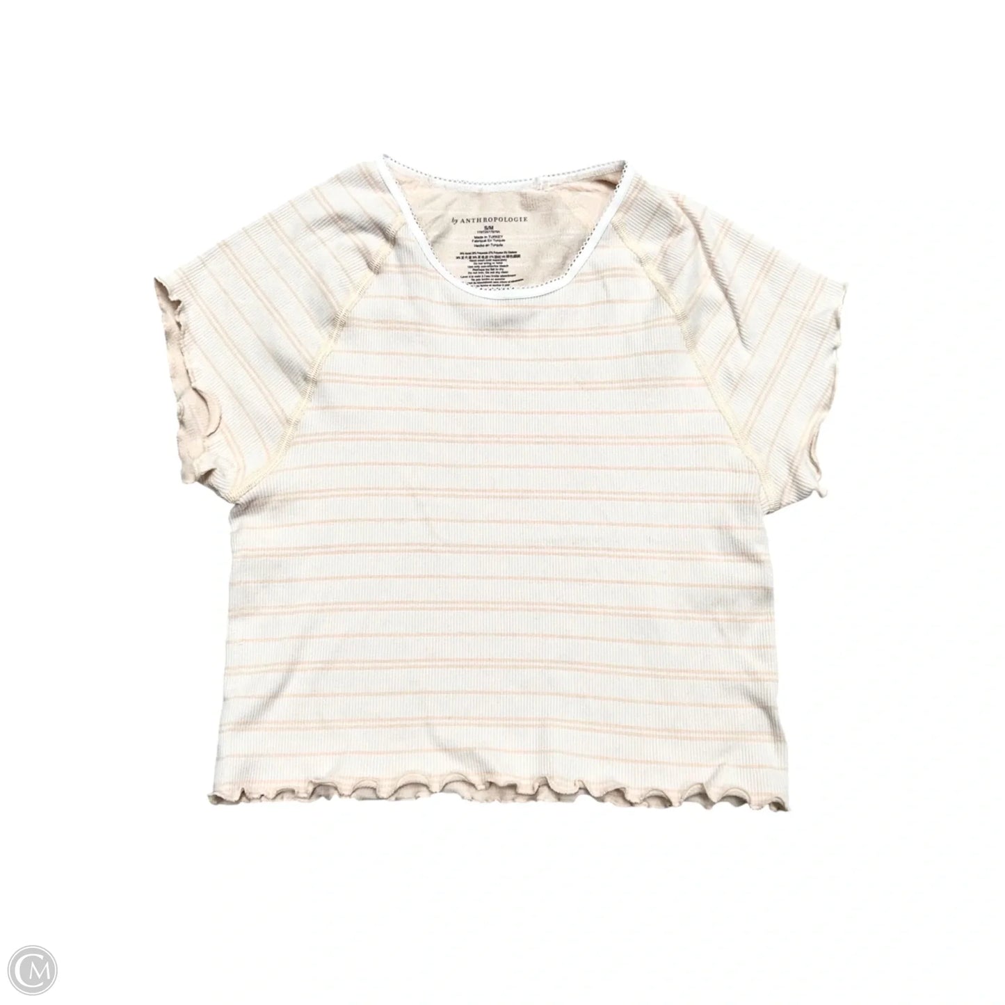 Top Short Sleeve By Anthropologie In Peach, Size: S