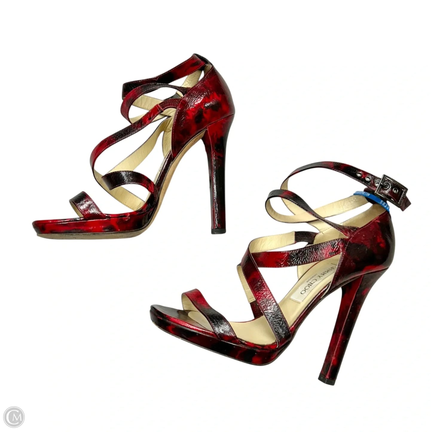 Shoes Luxury Designer By Jimmy Choo In Black & Red, Size: 9