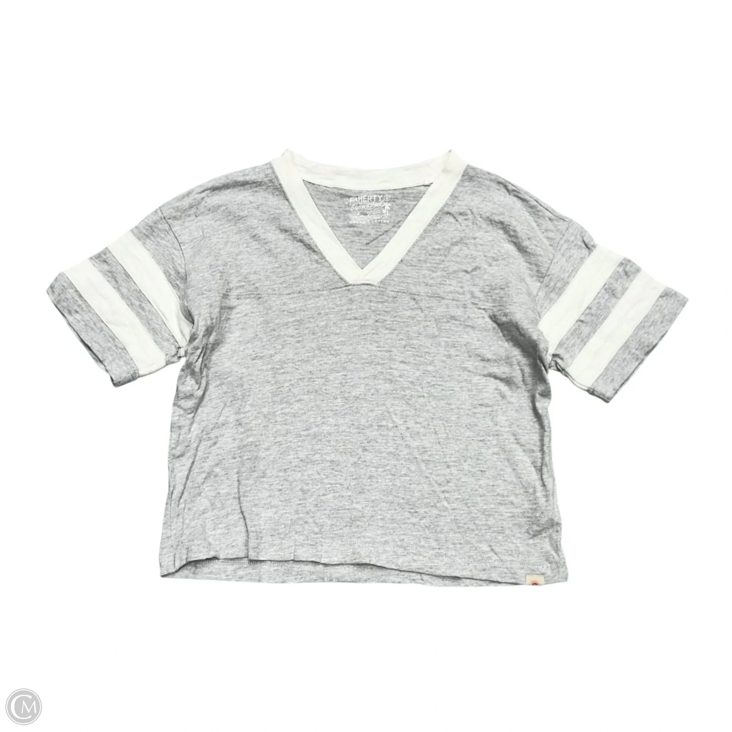 Top Short Sleeve By Faherty In Grey & White, Size: S
