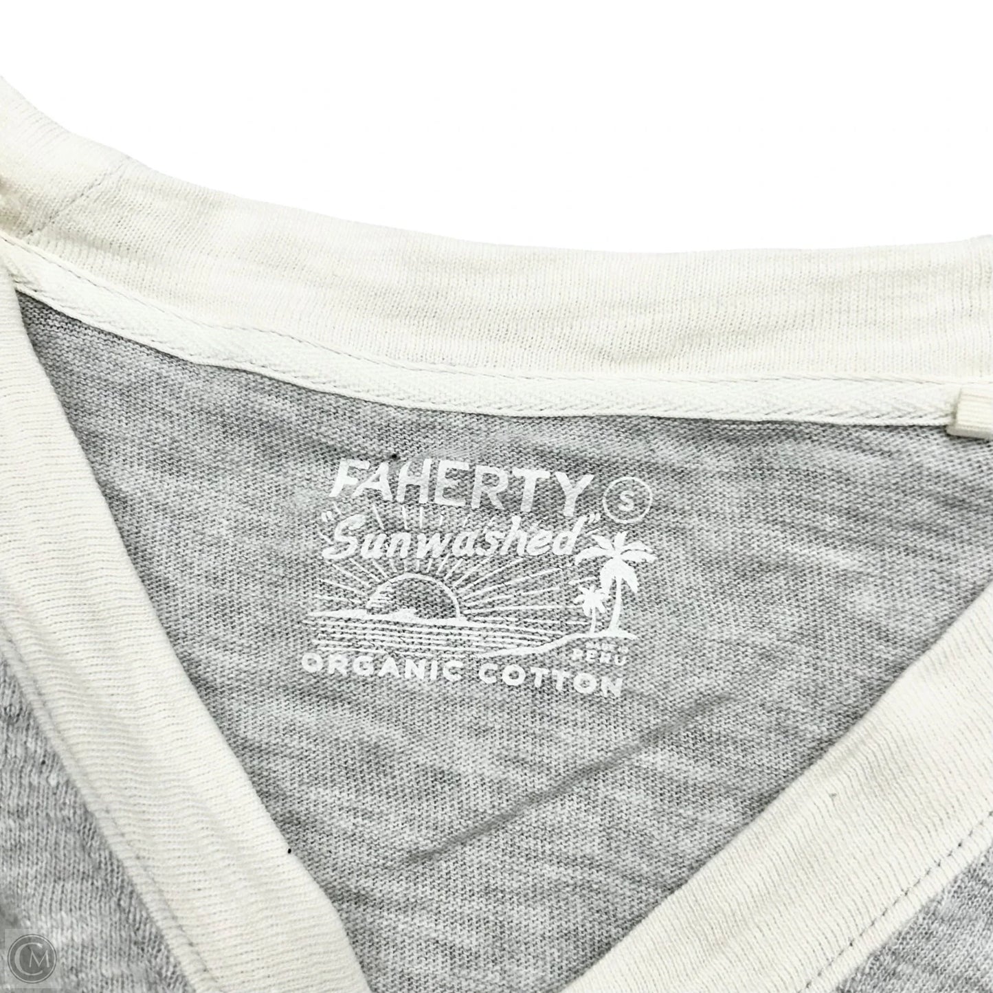 Top Short Sleeve By Faherty In Grey & White, Size: S