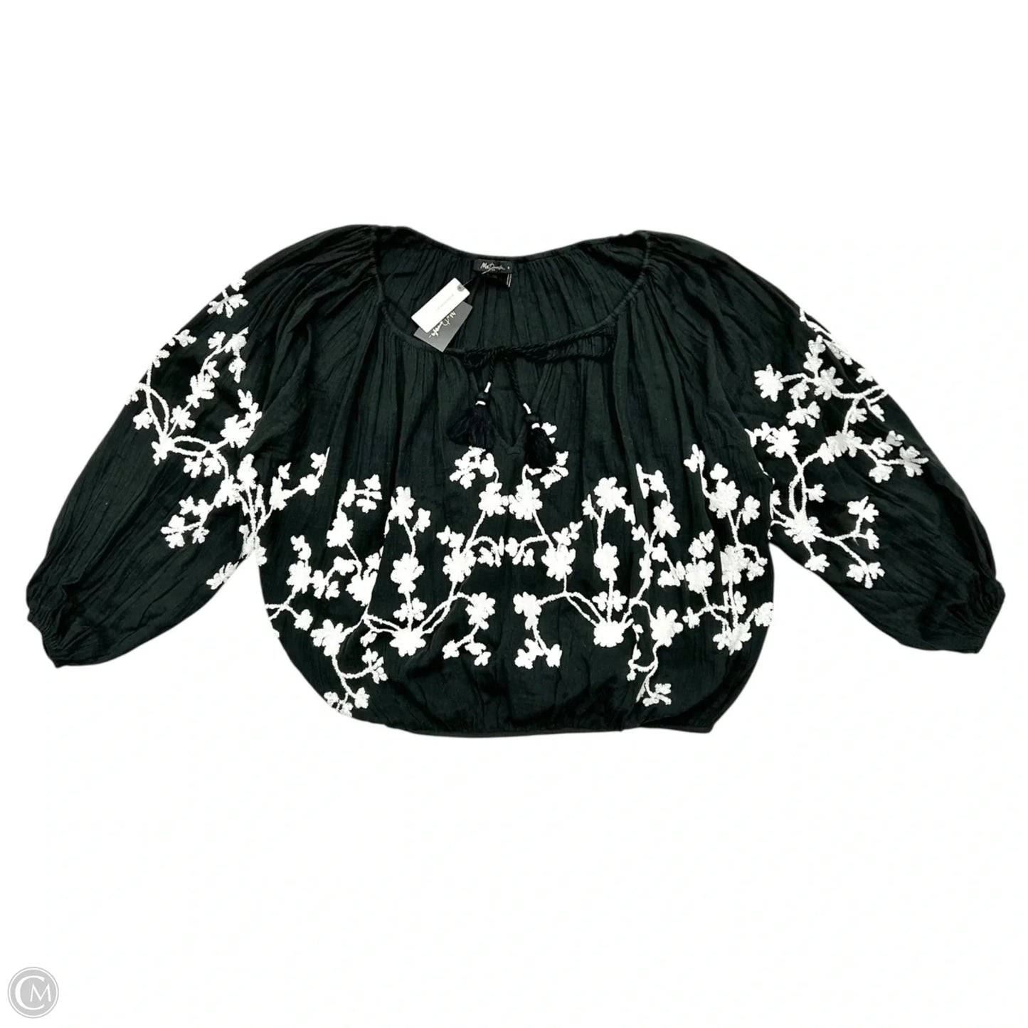 Top Long Sleeve By Anthropologie In Black & White, Size: S