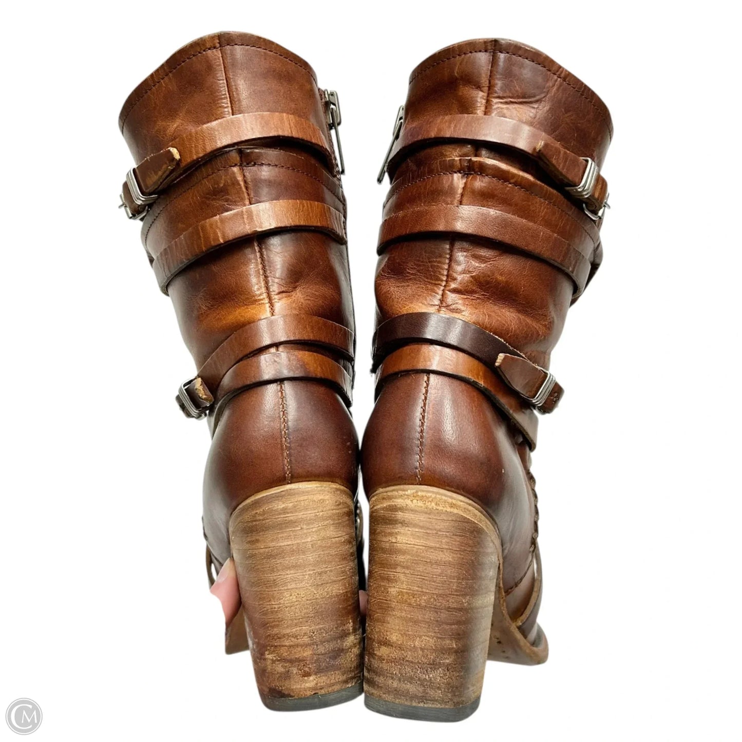 Boots Mid-calf Heels By Freebird In Brown, Size: 9