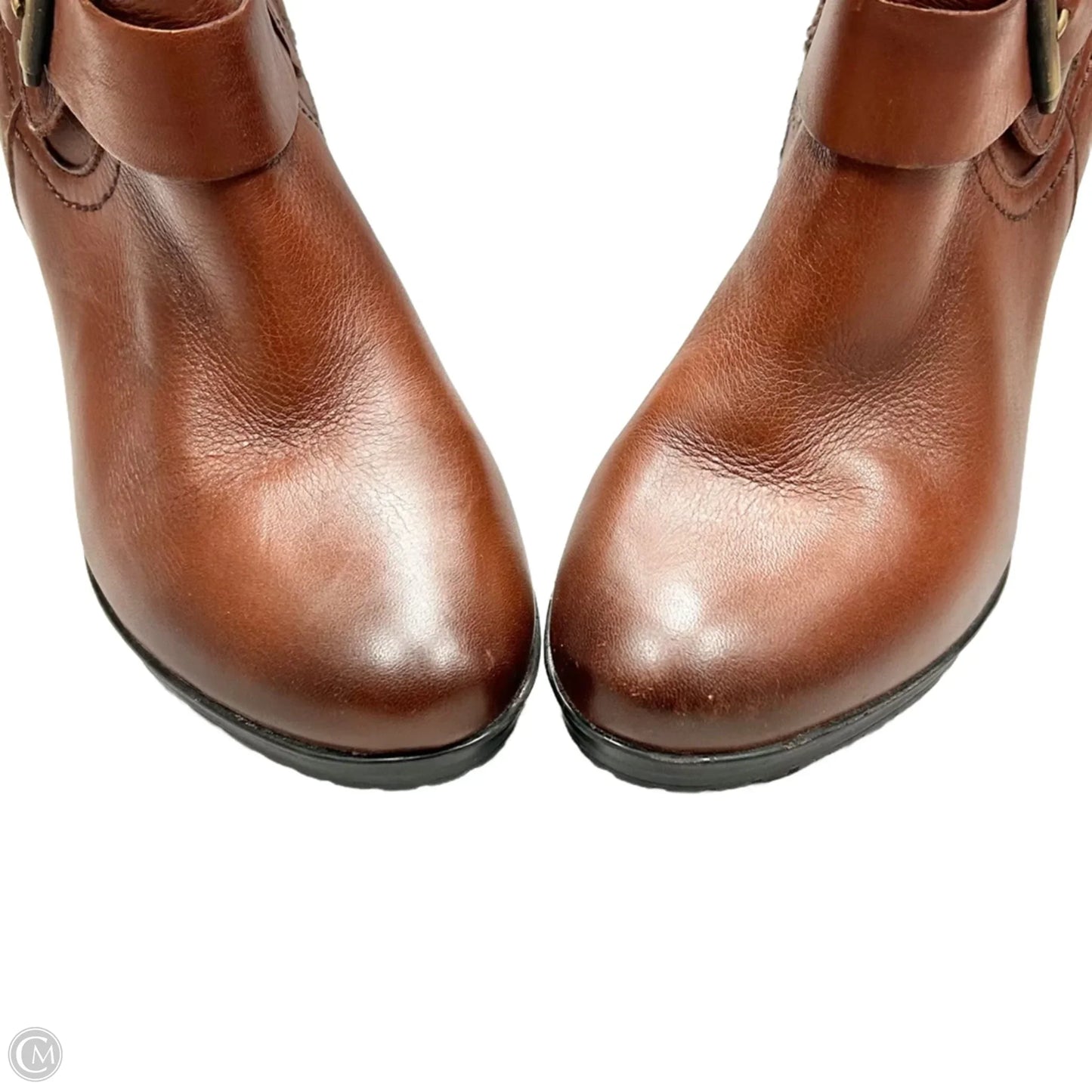 Boots Ankle Heels By Clarks In Brown, Size: 7