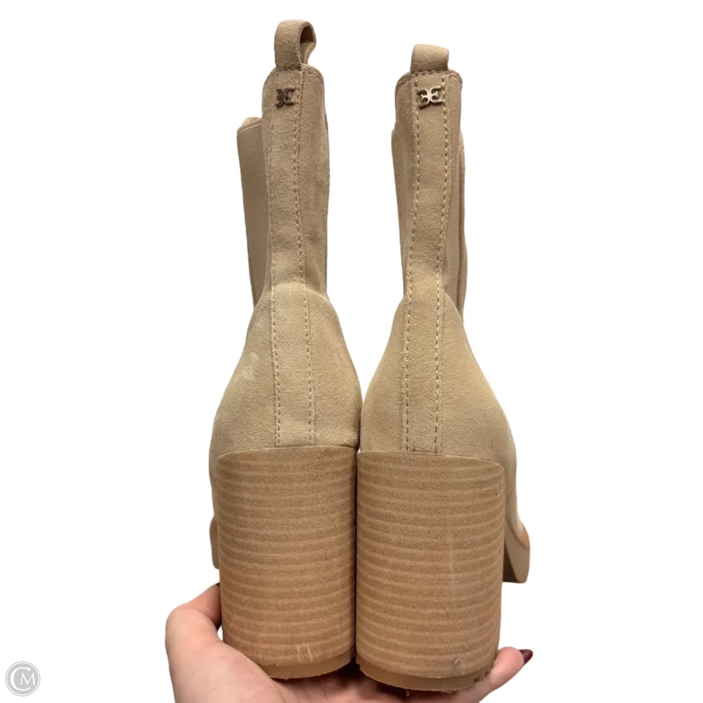 Boots Ankle Heels By Sam Edelman In Beige, Size: 9