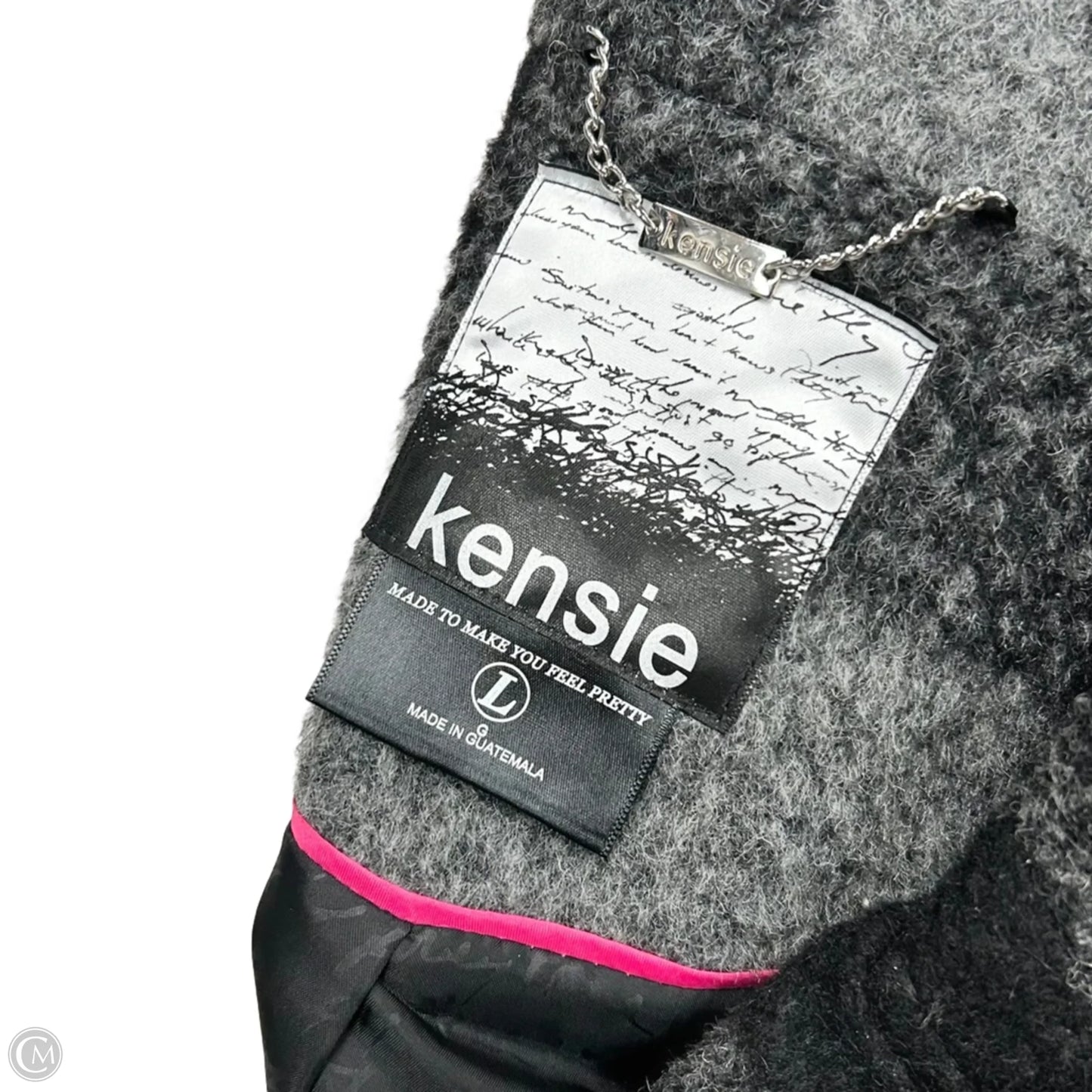 Coat Peacoat By Kensie In Black & Grey, Size: L