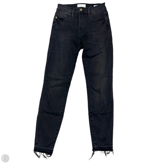 Jeans Skinny By Frame In Black Denim, Size: 0