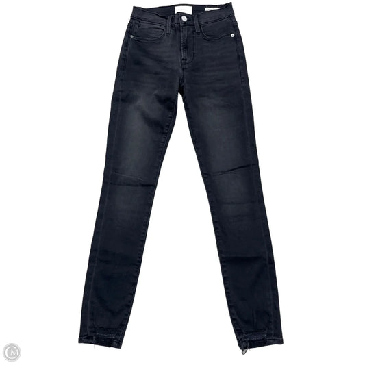 Jeans Skinny By Frame In Black Denim, Size: 0