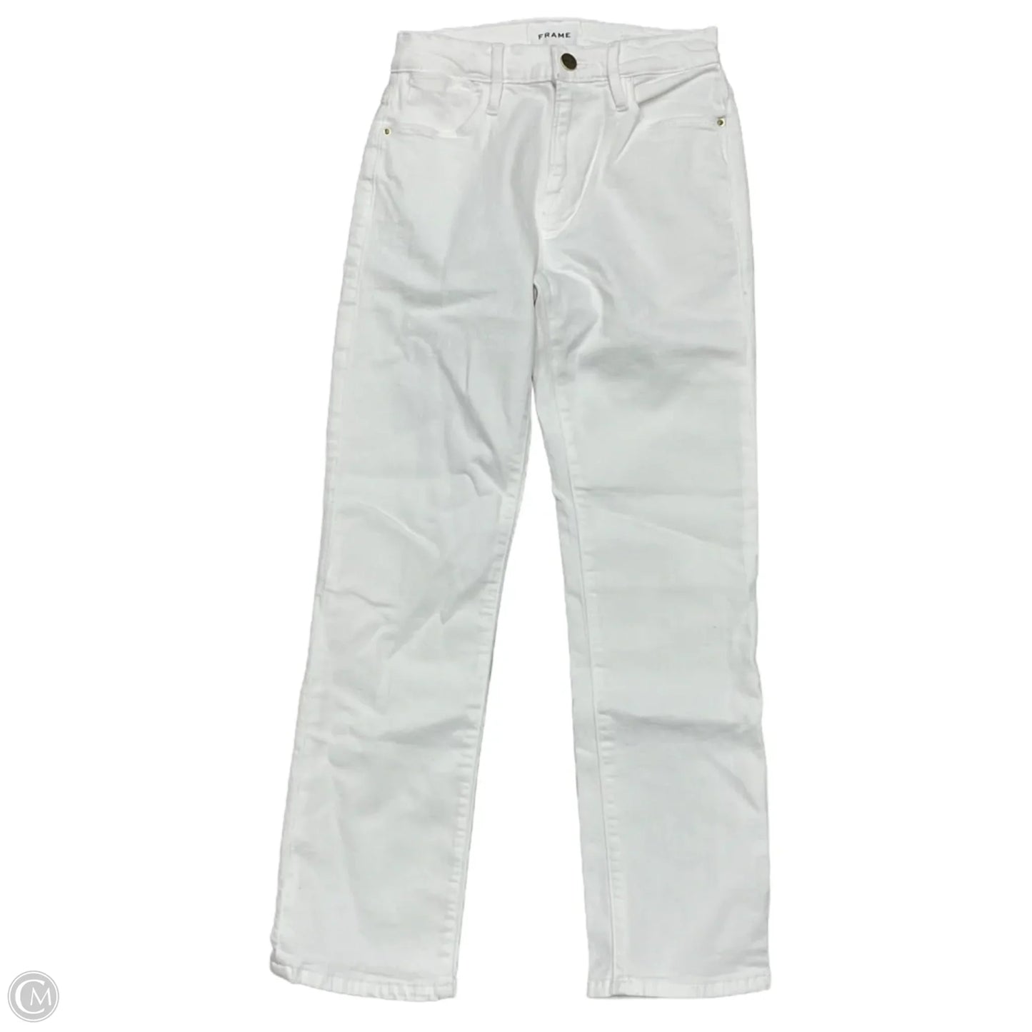 Jeans Skinny By Frame In White, Size: 0