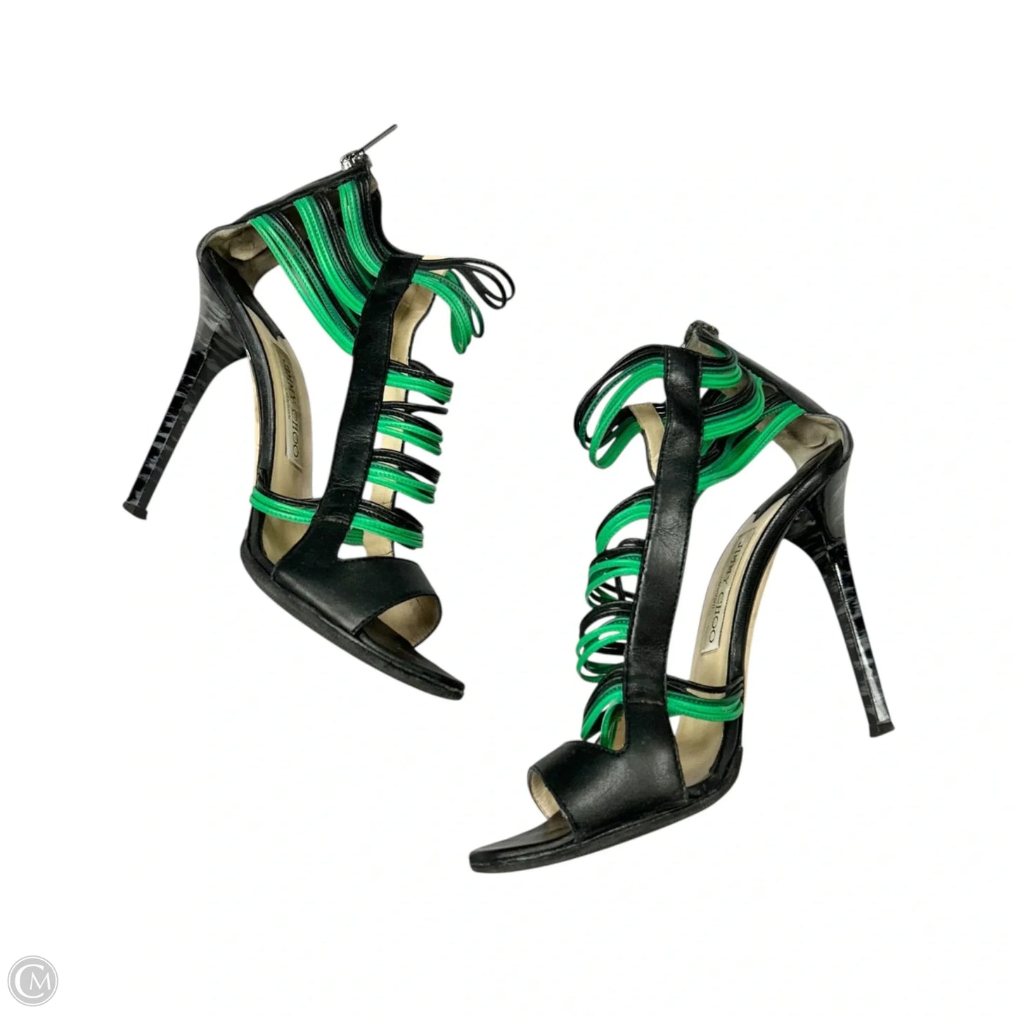 Shoes Luxury Designer By Jimmy Choo In Black & Green, Size: 9.5