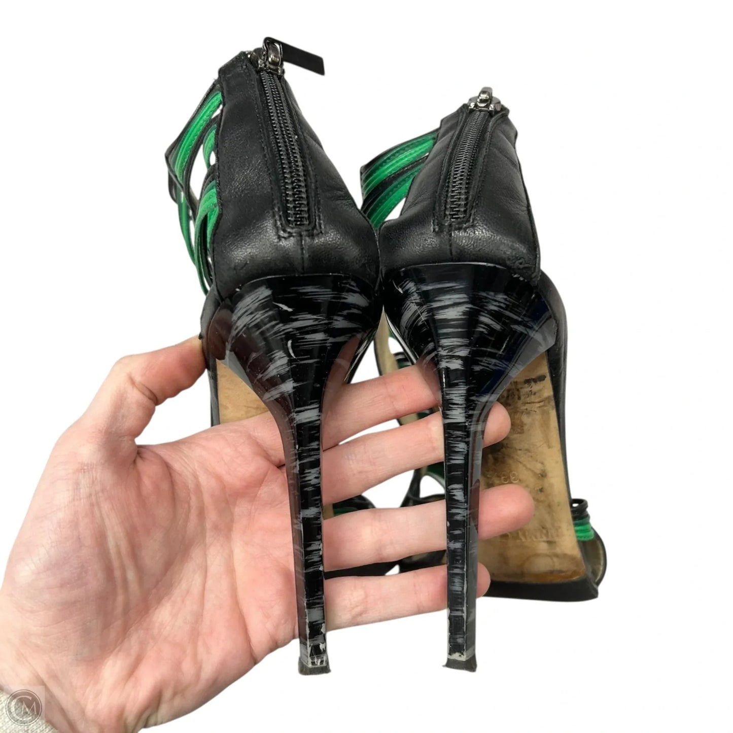 Shoes Luxury Designer By Jimmy Choo In Black & Green, Size: 9.5