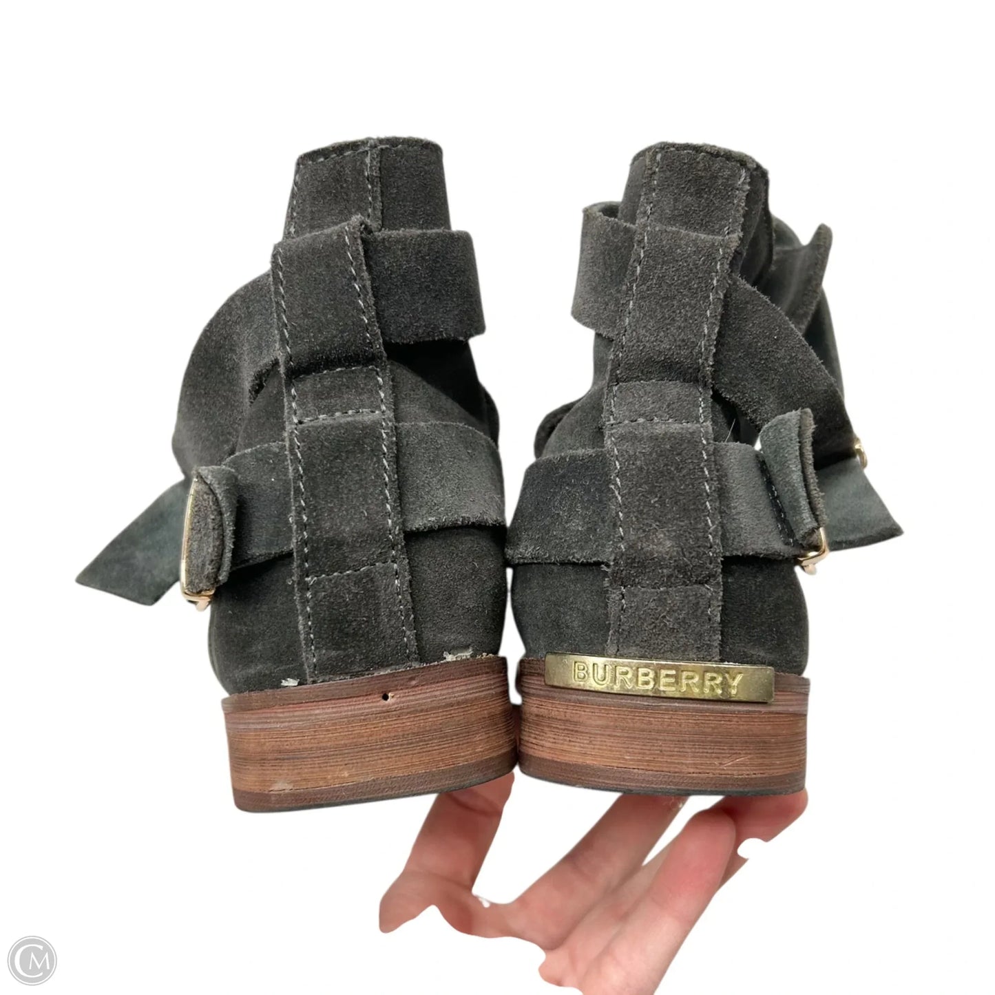 Boots Luxury Designer By Burberry In Black, Size: 7.5