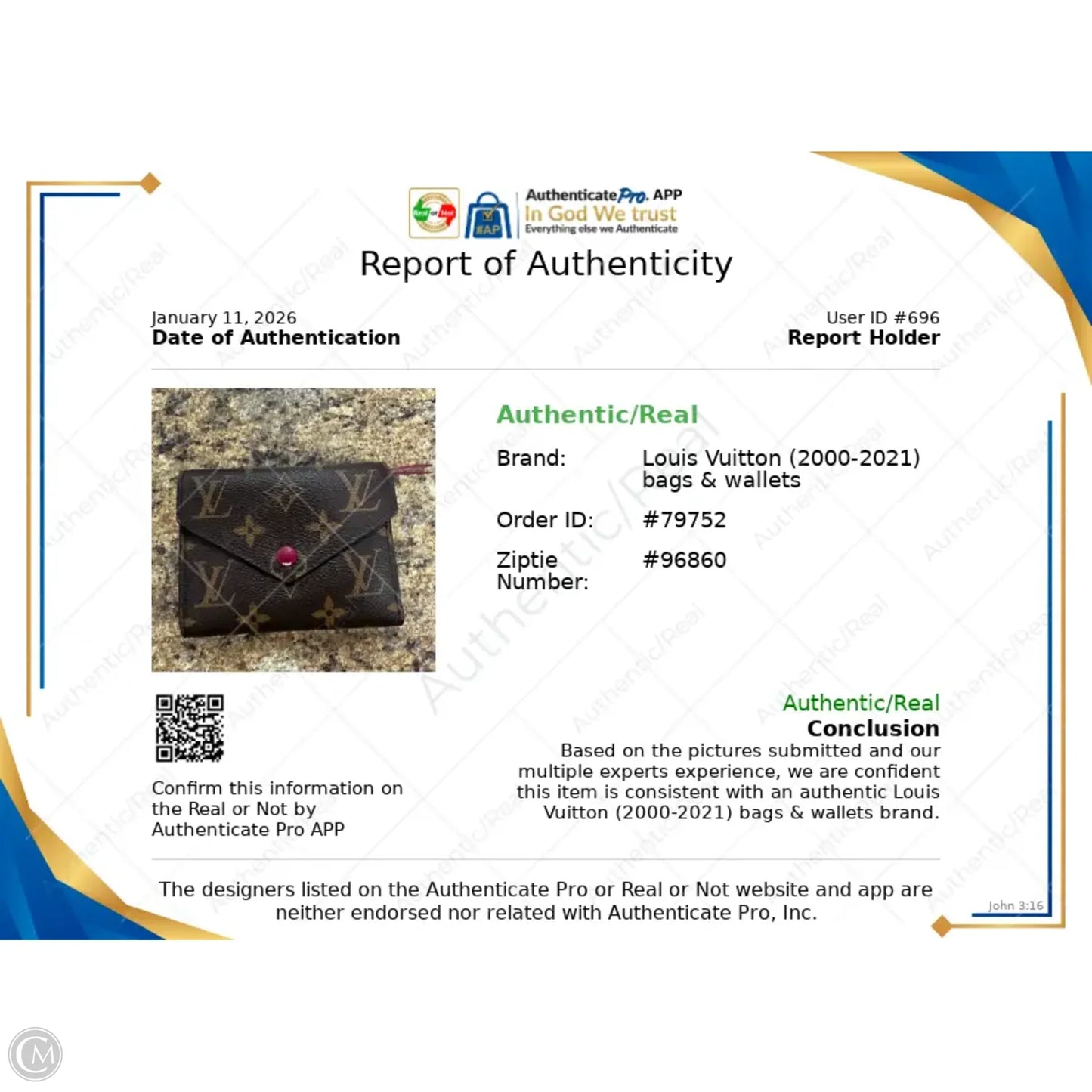 Wallet Luxury Designer By Louis Vuitton, Size: Small